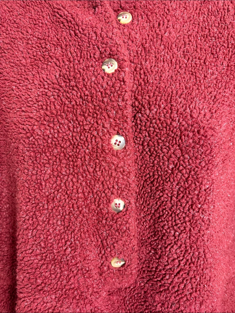 Vintage LLBean- 90’s Plush Sherpa Pullover Jacket in Deep Red - Picture 3 of 9